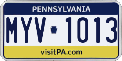 PA license plate MYV1013