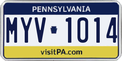 PA license plate MYV1014