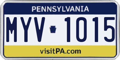PA license plate MYV1015