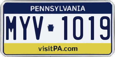 PA license plate MYV1019