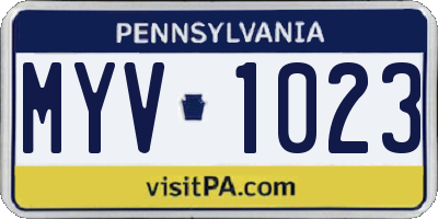 PA license plate MYV1023