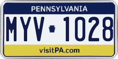 PA license plate MYV1028