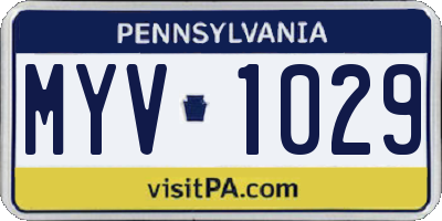 PA license plate MYV1029