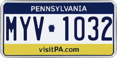 PA license plate MYV1032