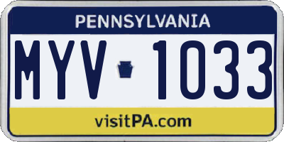 PA license plate MYV1033