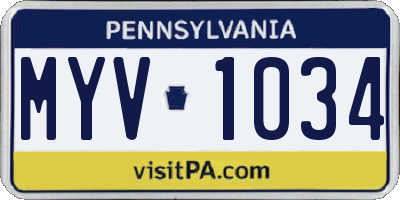 PA license plate MYV1034