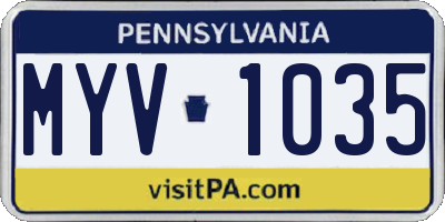 PA license plate MYV1035