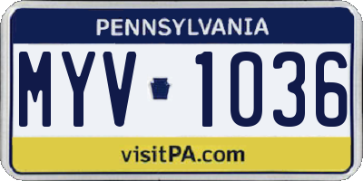PA license plate MYV1036
