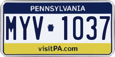 PA license plate MYV1037