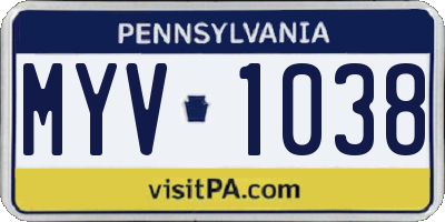 PA license plate MYV1038