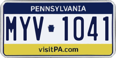 PA license plate MYV1041