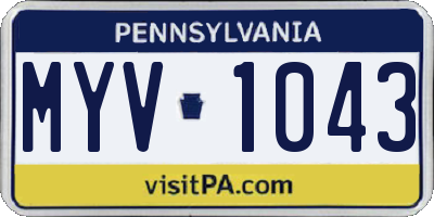 PA license plate MYV1043