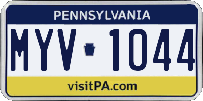 PA license plate MYV1044
