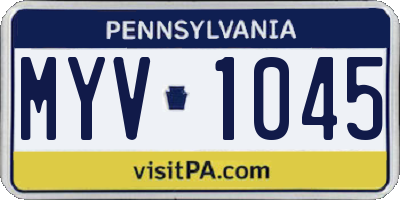 PA license plate MYV1045