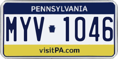 PA license plate MYV1046