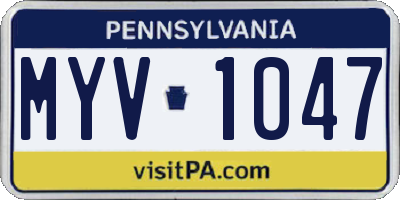 PA license plate MYV1047