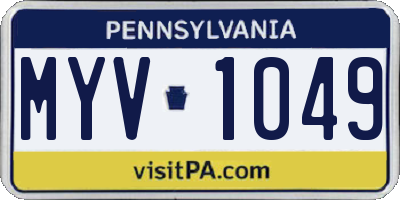 PA license plate MYV1049