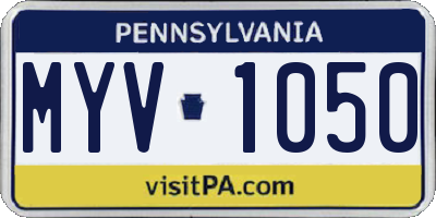 PA license plate MYV1050