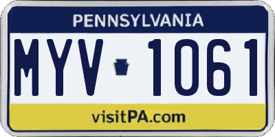 PA license plate MYV1061