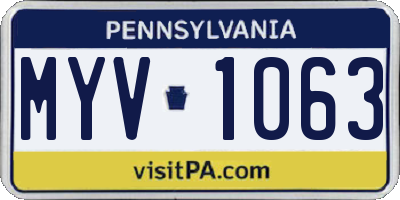 PA license plate MYV1063