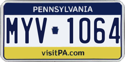 PA license plate MYV1064