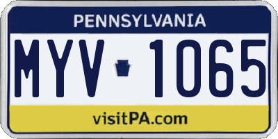 PA license plate MYV1065