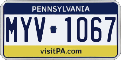 PA license plate MYV1067