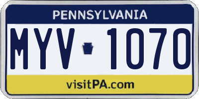 PA license plate MYV1070