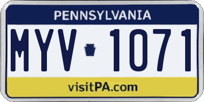 PA license plate MYV1071