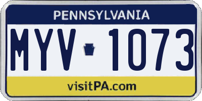 PA license plate MYV1073