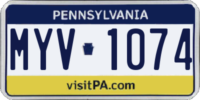 PA license plate MYV1074