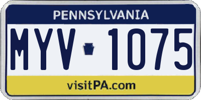 PA license plate MYV1075