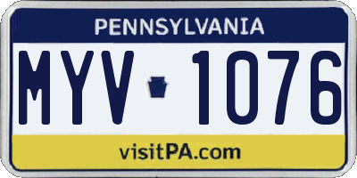 PA license plate MYV1076