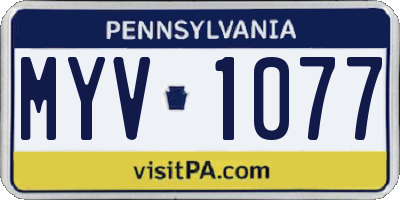 PA license plate MYV1077