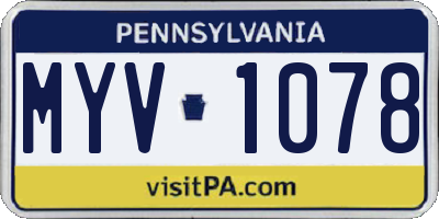 PA license plate MYV1078