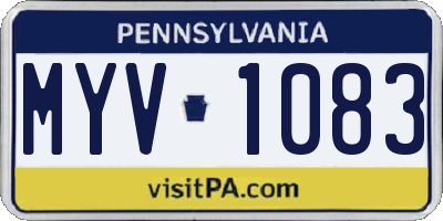 PA license plate MYV1083