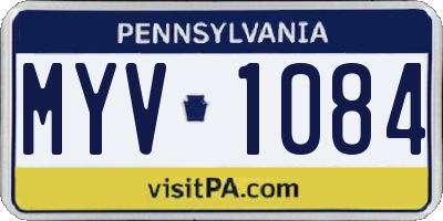 PA license plate MYV1084