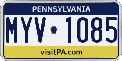 PA license plate MYV1085