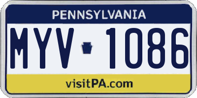 PA license plate MYV1086