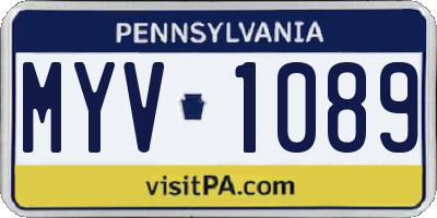 PA license plate MYV1089