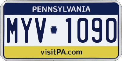PA license plate MYV1090