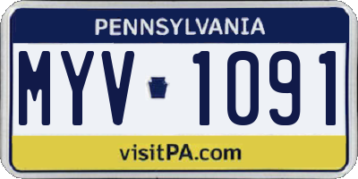 PA license plate MYV1091