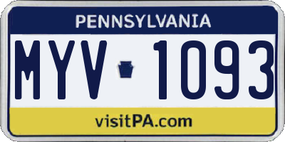 PA license plate MYV1093