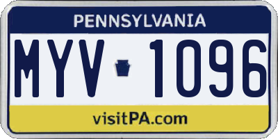 PA license plate MYV1096