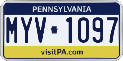 PA license plate MYV1097