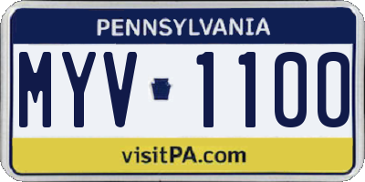 PA license plate MYV1100