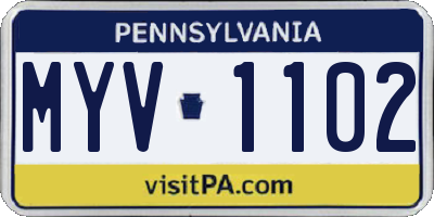 PA license plate MYV1102