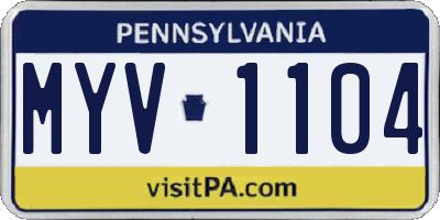 PA license plate MYV1104