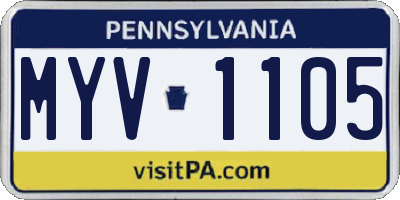 PA license plate MYV1105