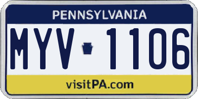 PA license plate MYV1106